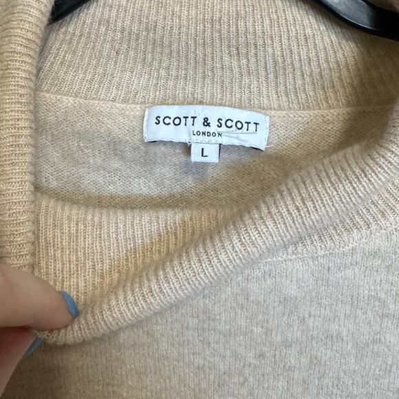 Scott And Scott London Bobble Sleeve Cashmere Sweater Turtleneck Beige Size Larg - Picture 9 of 12
